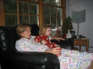 erika-and-mira Just hanging out in our Jammies all day