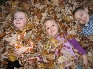 Kids in Leaves part 1 Mira, Macy and Wyatt
